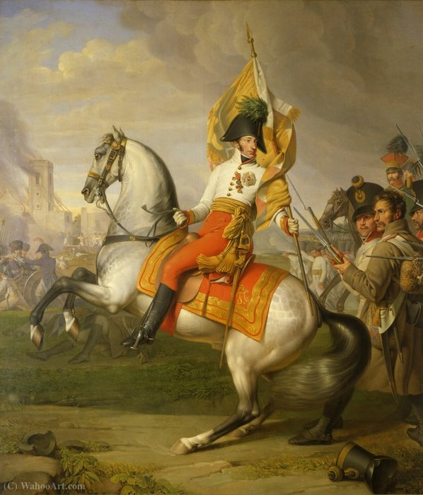 Wikioo.org - The Encyclopedia of Fine Arts - Painting, Artwork by Johann Peter Krafft - Archduke Charles during the Battle of Aspern-Essling