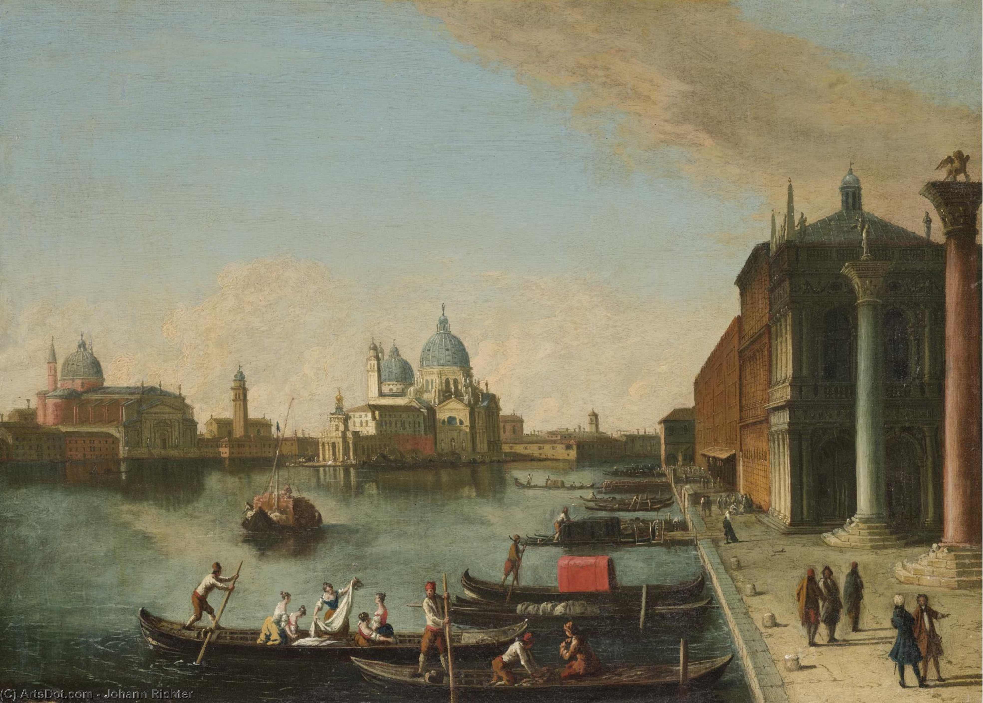 WikiOO.org - Enciklopedija dailės - Tapyba, meno kuriniai Johann Richter - Venice, a view of the bacino di san marco with santa maria della salute beyond