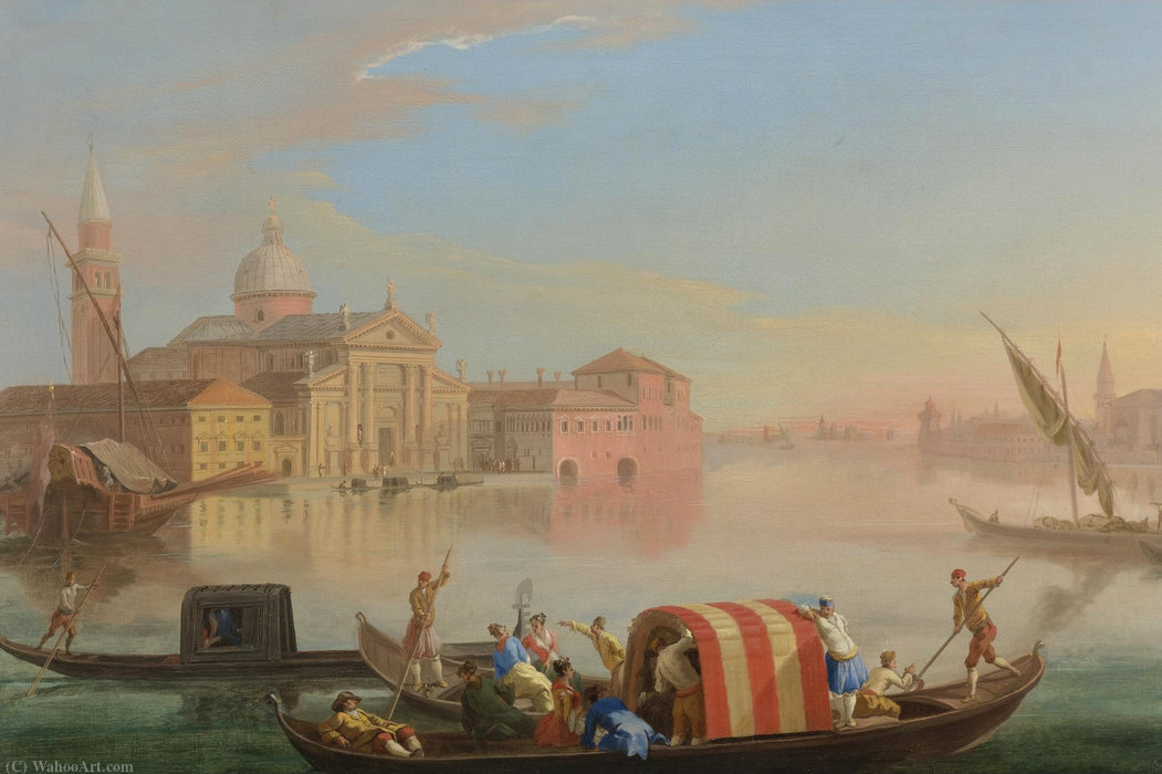 Wikioo.org - Die Enzyklopädie bildender Kunst - Malerei, Kunstwerk von Johann Richter - Blick auf San Giorgio Maggiore, Venedig
