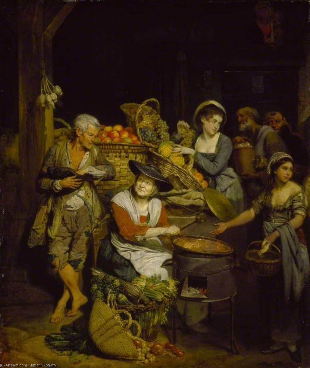 Wikioo.org - The Encyclopedia of Fine Arts - Painting, Artwork by Johann Zoffany - A florentine fruit stall