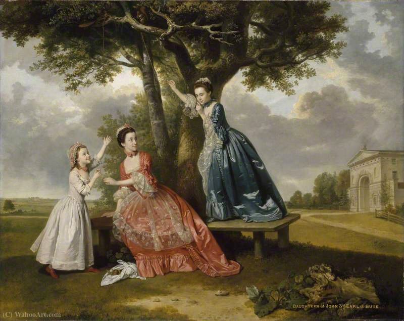 WikiOO.org - Εγκυκλοπαίδεια Καλών Τεχνών - Ζωγραφική, έργα τέχνης Johann Zoffany - Three Daughters of John, 3rd Earl of Bute