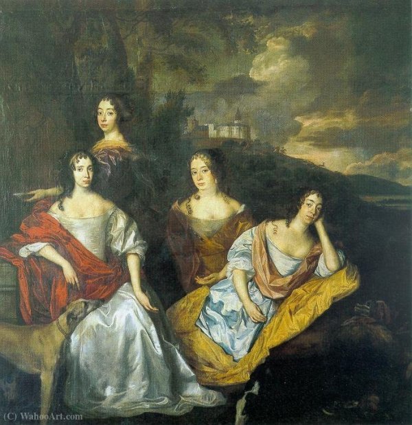Wikioo.org - The Encyclopedia of Fine Arts - Painting, Artwork by Johannes Mytens - Portrait of the daughters of Frederick Henry of Orange.