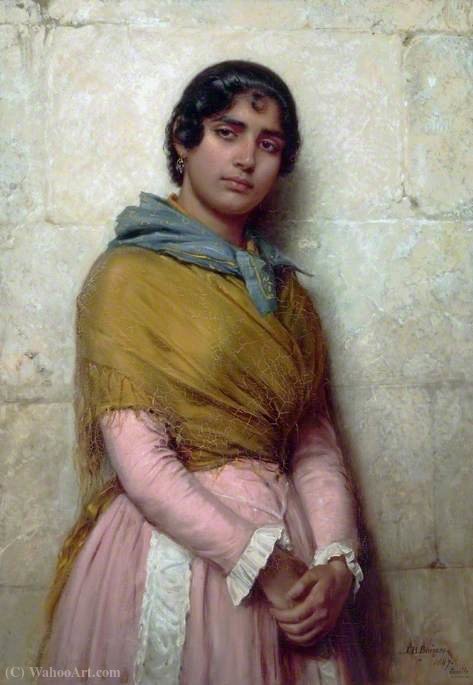 Wikioo.org - The Encyclopedia of Fine Arts - Painting, Artwork by John Bagnold Burgess - A Gypsy Girl of Seville