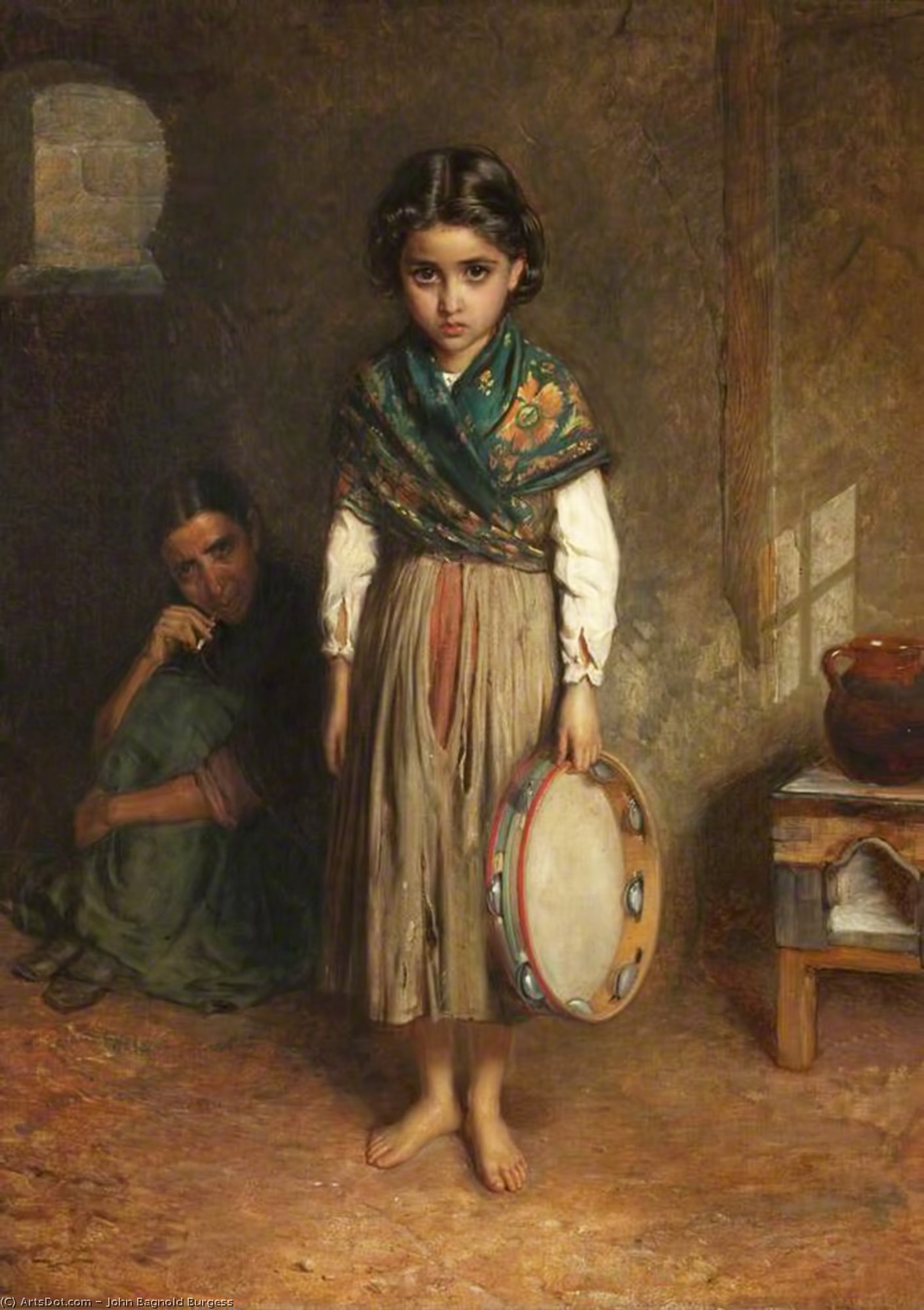 Wikioo.org - The Encyclopedia of Fine Arts - Painting, Artwork by John Bagnold Burgess - A little spanish gipsy
