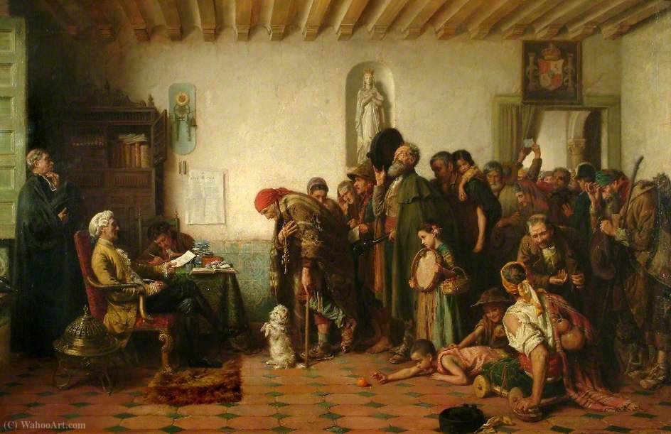 Wikioo.org - The Encyclopedia of Fine Arts - Painting, Artwork by John Bagnold Burgess - Licensing the Beggars in Spain