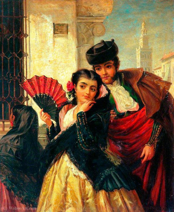 Wikioo.org - The Encyclopedia of Fine Arts - Painting, Artwork by John Bagnold Burgess - Scene in Spain, near Seville
