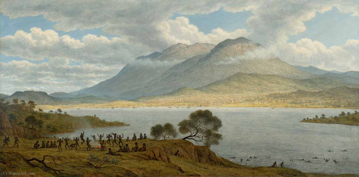 Wikioo.org – L'Enciclopedia delle Belle Arti - Pittura, Opere di John Glover - Mount Wellington e Hobart Town da Kangaroo Point