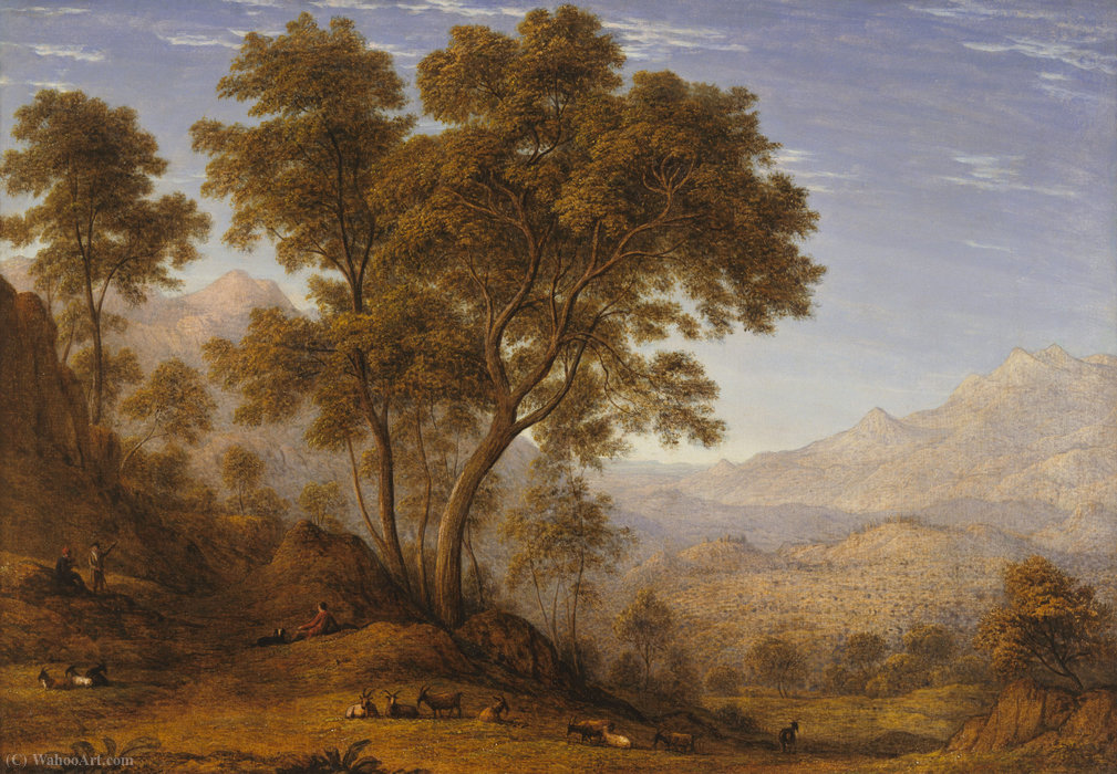 Wikioo.org - The Encyclopedia of Fine Arts - Painting, Artwork by John Glover - My last view of Italy, looking from the alps over Suza