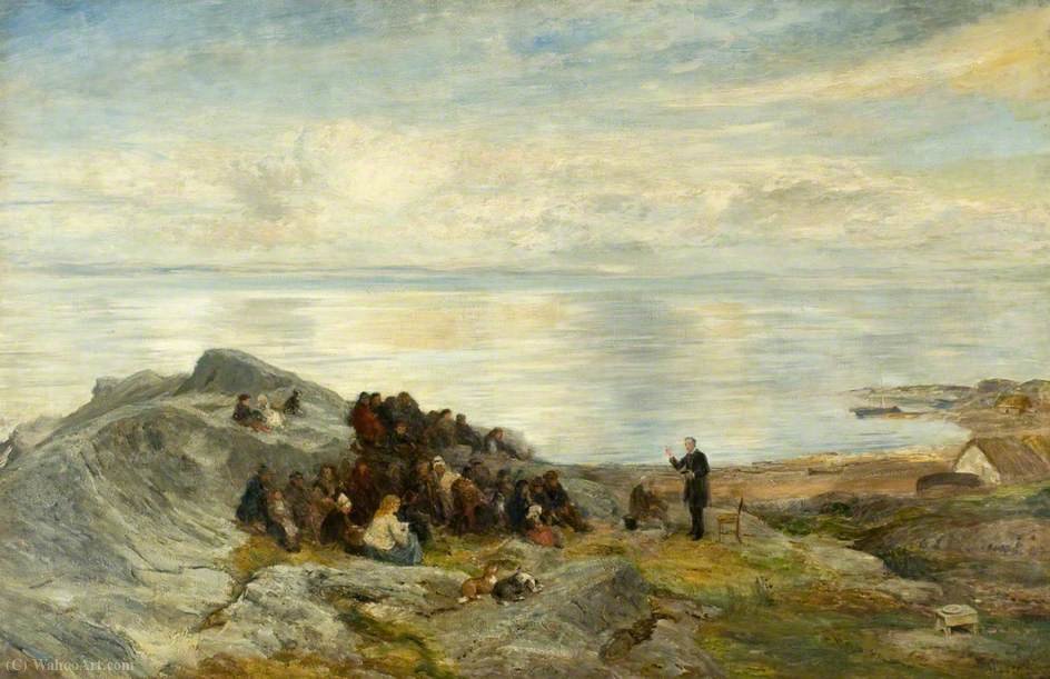 Wikioo.org - สารานุกรมวิจิตรศิลป์ - จิตรกรรม John Macwhirter - A Sermon by the Sea