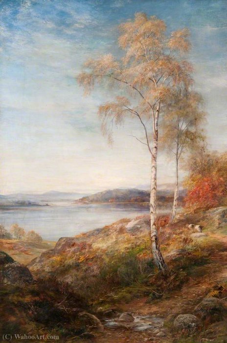 Wikioo.org - The Encyclopedia of Fine Arts - Painting, Artwork by John Macwhirter - Autumn Afternoon on Loch Katrine