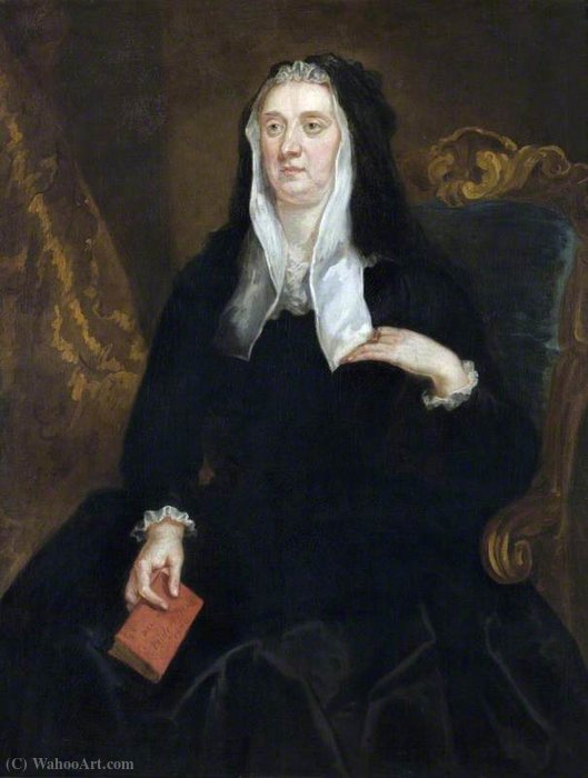 WikiOO.org - Encyclopedia of Fine Arts - Maalaus, taideteos John Vanderbank - An Unknown Widow Holding a Book Inscribed 'Dame Bridget Phelips, (1670')