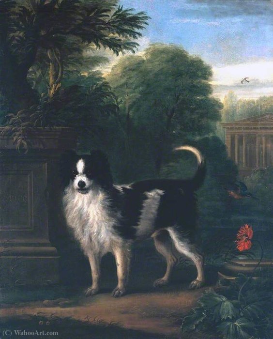 WikiOO.org - Encyclopedia of Fine Arts - Schilderen, Artwork John Wootton - Muff, a Black and White Dog