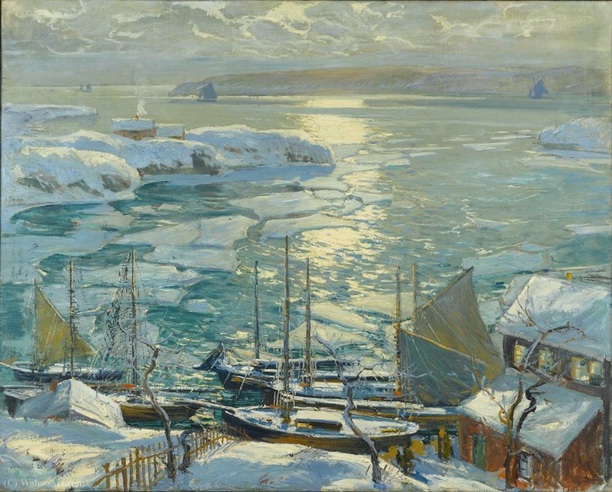 Wikioo.org - The Encyclopedia of Fine Arts - Painting, Artwork by Jonas Lie - The Old Ships Draw to Home Again