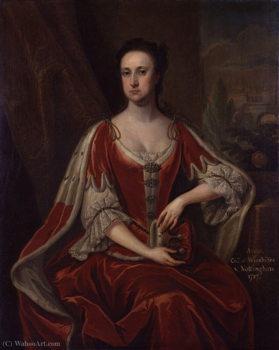 Wikoo.org - موسوعة الفنون الجميلة - اللوحة، العمل الفني Jonathan Richardson The Elder - Portrait of Anne Hatton, Countess of Winchilsea