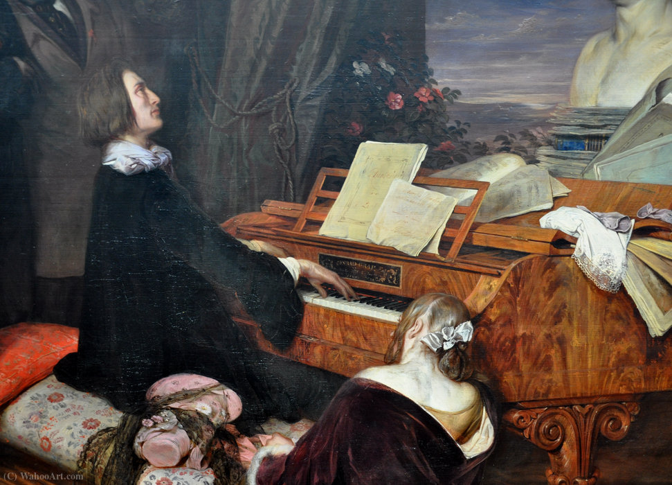 WikiOO.org - Encyclopedia of Fine Arts - Malba, Artwork Josef Franz Danhauser - Liszt at the Piano