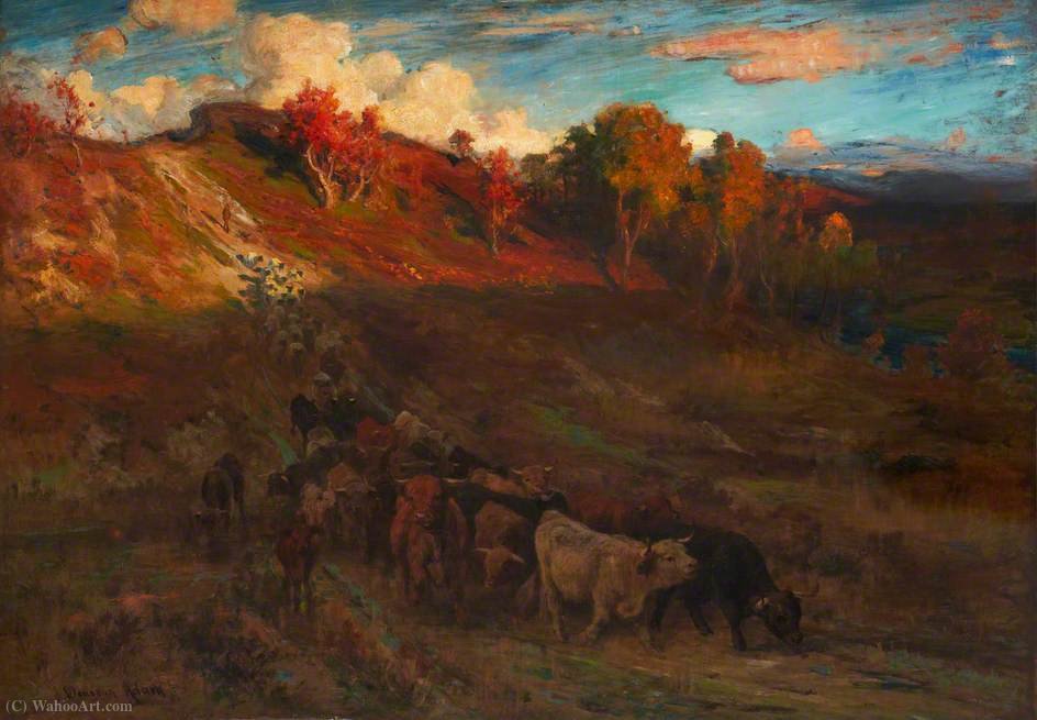 Wikioo.org - The Encyclopedia of Fine Arts - Painting, Artwork by Joseph Denovan Adam - Evening, Strathspey (The Glory of Dying Day)