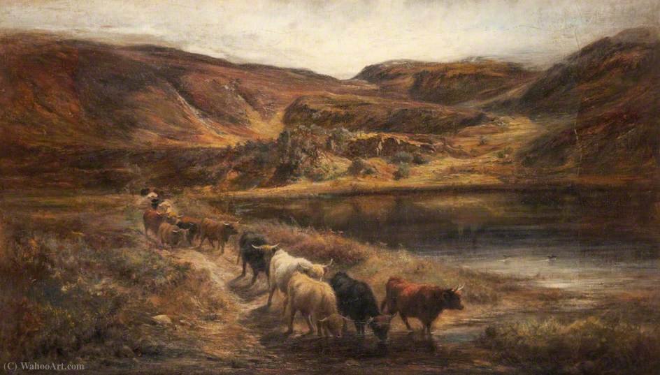 Wikioo.org - The Encyclopedia of Fine Arts - Painting, Artwork by Joseph Denovan Adam - Landscape with Cattle