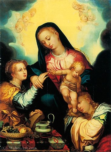 Wikioo.org - The Encyclopedia of Fine Arts - Painting, Artwork by Joseph The Elder Heintz (Heinz) - Mystical Marriage of Saint Catherine.