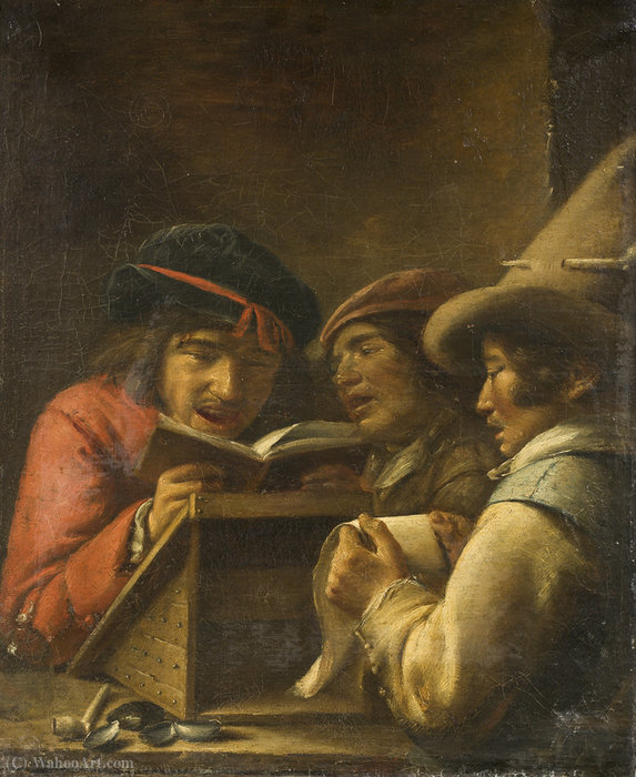 Wikioo.org - The Encyclopedia of Fine Arts - Painting, Artwork by Joos Van Craesbeeck - Three young men making music