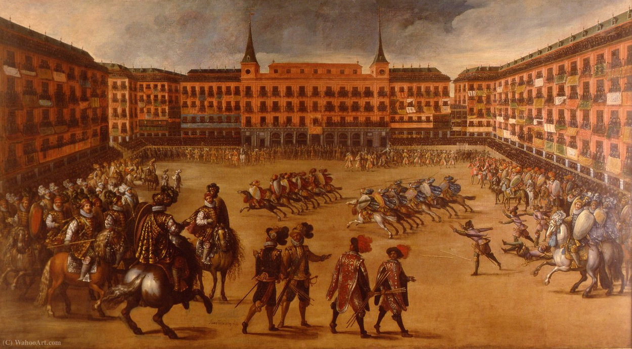 WikiOO.org - Εγκυκλοπαίδεια Καλών Τεχνών - Ζωγραφική, έργα τέχνης Juan De La Corte - Festivities in the Plaza Mayor