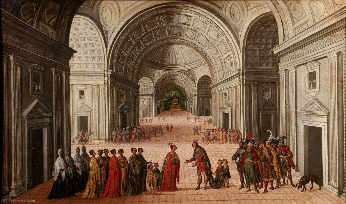 Wikioo.org - Bách khoa toàn thư về mỹ thuật - Vẽ tranh, Tác phẩm nghệ thuật Juan De La Corte - The Meeting of Solomon and the Queen of Sheba
