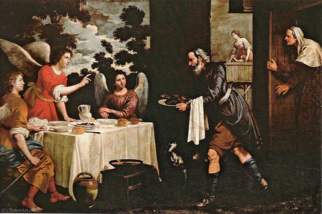 Wikioo.org - Bách khoa toàn thư về mỹ thuật - Vẽ tranh, Tác phẩm nghệ thuật Juan Van Der Hamen - Abraham and the Three Angels