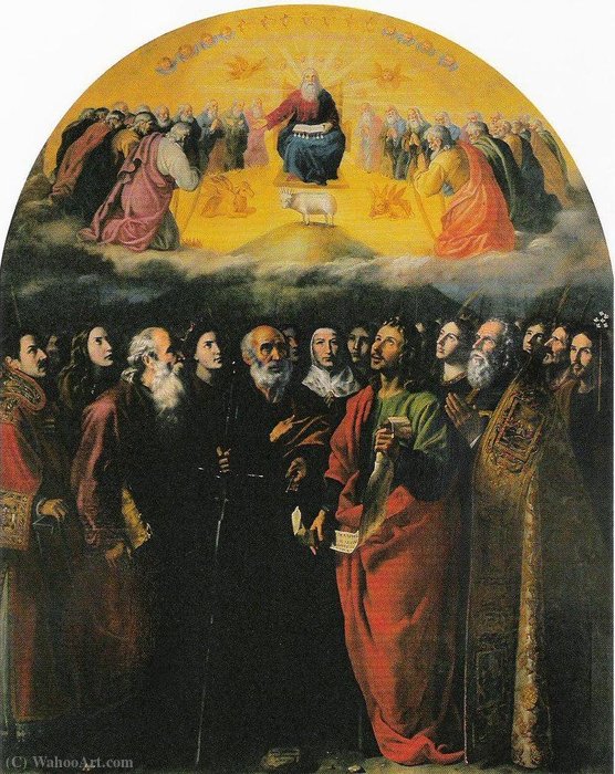 WikiOO.org - Encyclopedia of Fine Arts - Maalaus, taideteos Juan Van Der Hamen - Adoration of the apocalyptic Lamb