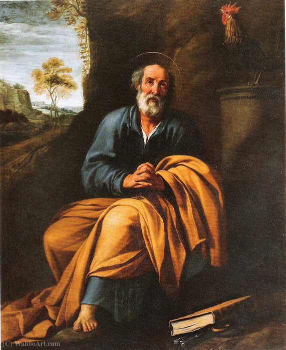 Wikioo.org - The Encyclopedia of Fine Arts - Painting, Artwork by Juan Van Der Hamen - The repentant Saint Peter