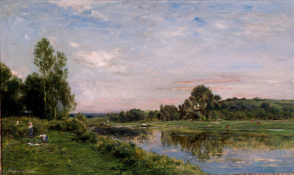 Wikioo.org - The Encyclopedia of Fine Arts - Painting, Artwork by Karl Pierre Daubigny - Banks of the Oise River by Charles-Francois Daubigny