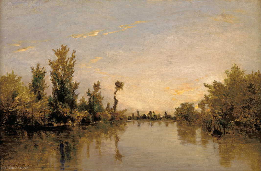 WikiOO.org - Encyclopedia of Fine Arts - Maleri, Artwork Karl Pierre Daubigny - Banks of the Seine