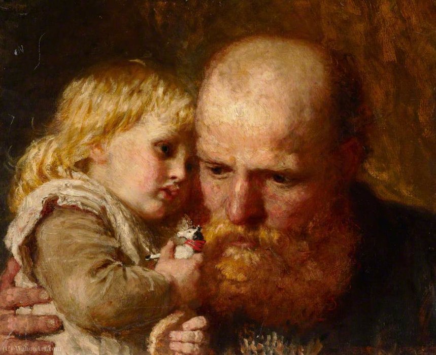 Wikioo.org - The Encyclopedia of Fine Arts - Painting, Artwork by Karl Wilhelm Friedrich Bauerle - Father and Child