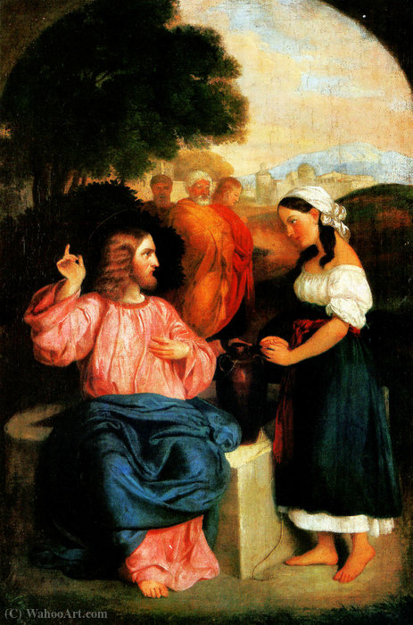 Wikioo.org - The Encyclopedia of Fine Arts - Painting, Artwork by Karoly Brocky (Charles Brocky) - Christ and the Samaritan woman