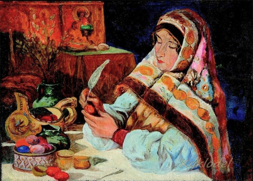 Wikioo.org - The Encyclopedia of Fine Arts - Painting, Artwork by Klavdi Vasilievich Lebedev - Before easter