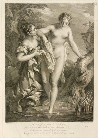 WikiOO.org - Encyclopedia of Fine Arts - Maľba, Artwork Laurent Cars - Iris at the bath, after Lemoyne. (1731)