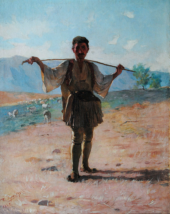 WikiOO.org - Encyclopedia of Fine Arts - Maľba, Artwork Lembesis Polychronis - The shepherd