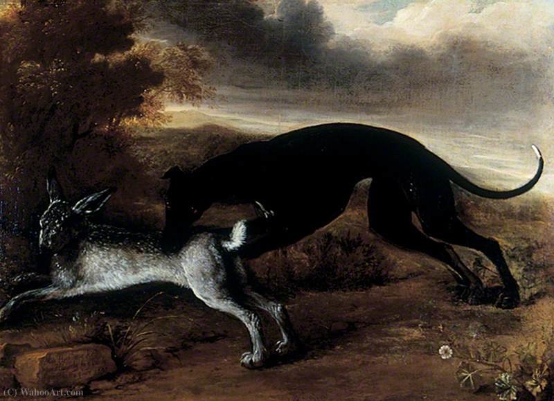 Wikioo.org - The Encyclopedia of Fine Arts - Painting, Artwork by Leonard Knyff - Greyhound and Hare