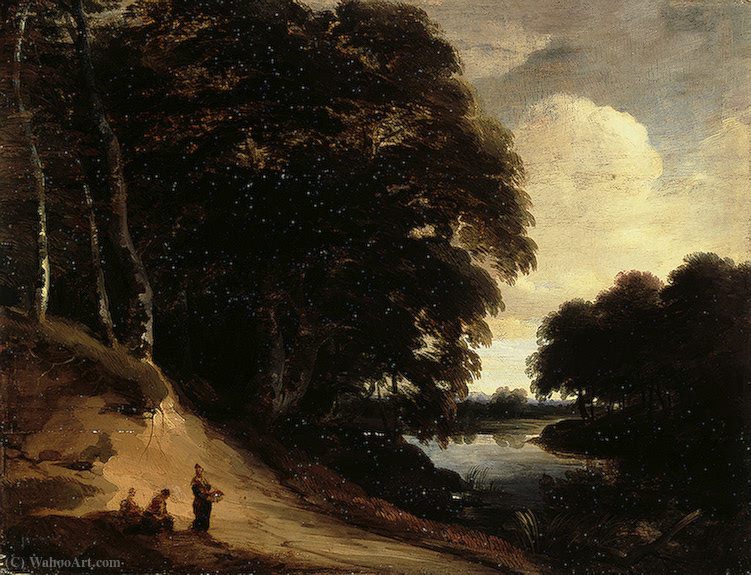 Wikioo.org - The Encyclopedia of Fine Arts - Painting, Artwork by Lodewijk De Vadder - Forest landscape with river