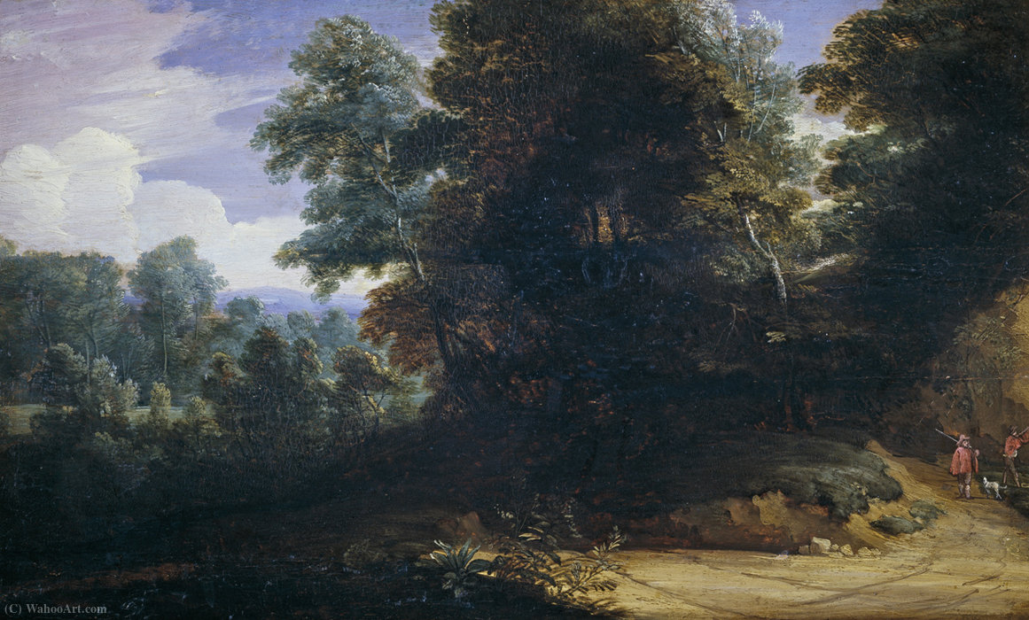 Wikioo.org - The Encyclopedia of Fine Arts - Painting, Artwork by Lodewijk De Vadder - Landscape with hunter