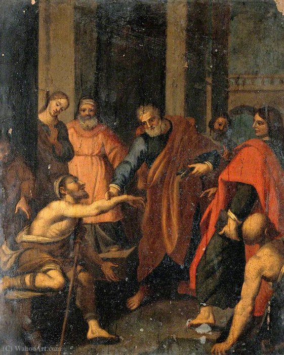 Wikioo.org - The Encyclopedia of Fine Arts - Painting, Artwork by Lodovico Cardi (Cigoli) - Saint Peter and Saint John Healing a Cripple at the Entrance to the Temple