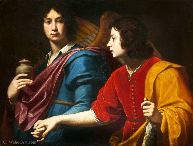 Wikioo.org - The Encyclopedia of Fine Arts - Painting, Artwork by Lorenzo Lippi - Tobias and Archangel Raphael.