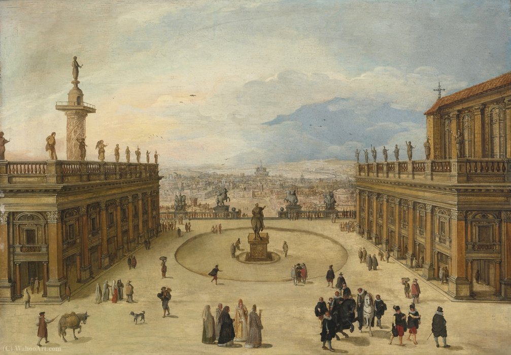 Wikioo.org - The Encyclopedia of Fine Arts - Painting, Artwork by Louis De Caullery - A View of the Campidoglio