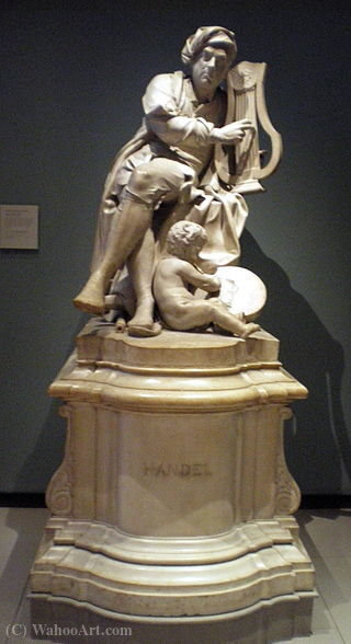 Wikioo.org - The Encyclopedia of Fine Arts - Painting, Artwork by Louis François Roubiliac - George Frideric Handel Signed and dated the plinth about Carved in London by Luis-Francois Roubiliac (1702 (1850) - (1762))