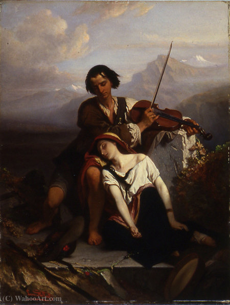 WikiOO.org - Encyclopedia of Fine Arts - Maľba, Artwork Louis Gallait - Power of Music