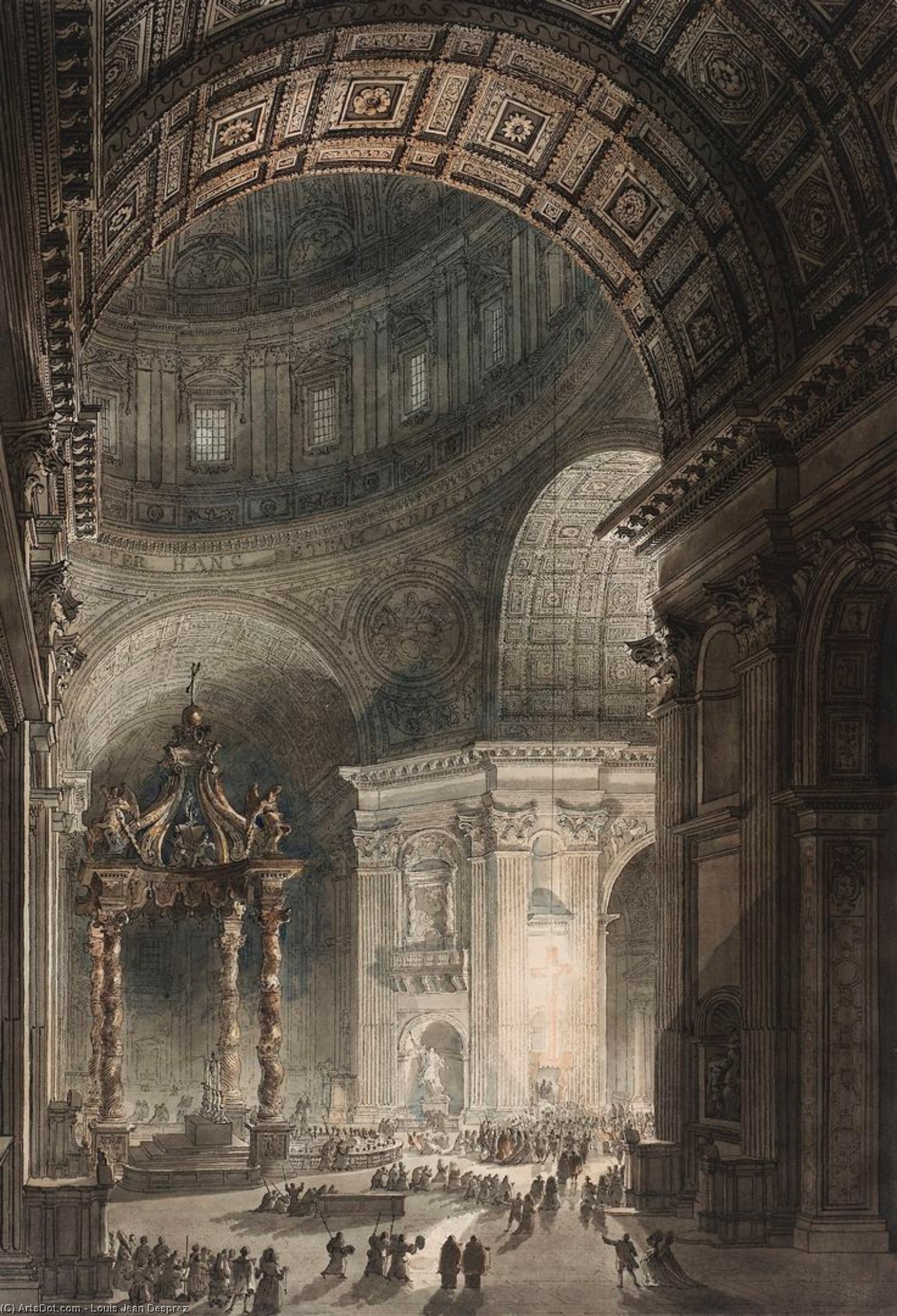 Wikioo.org – L'Encyclopédie des Beaux Arts - Peinture, Oeuvre de Louis Jean Desprez - Illumination de la croix de saint Peter en Rome