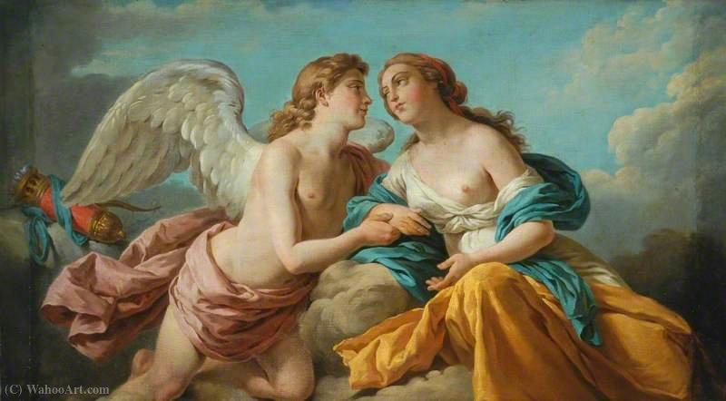 Wikioo.org - The Encyclopedia of Fine Arts - Painting, Artwork by Louis Jean François Lagrenée - Cupid and Psyche, Allegory of the Five Senses (dessus de porte)