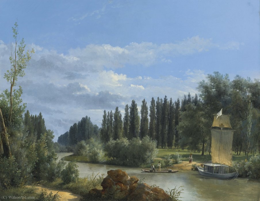 Wikioo.org - The Encyclopedia of Fine Arts - Painting, Artwork by Louis Léopold Robert - Iew of the park of château de neuilly