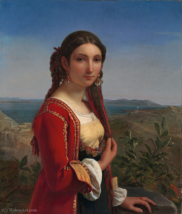 Wikioo.org - The Encyclopedia of Fine Arts - Painting, Artwork by Louis Léopold Robert - Portrait of a young woman of Retuna