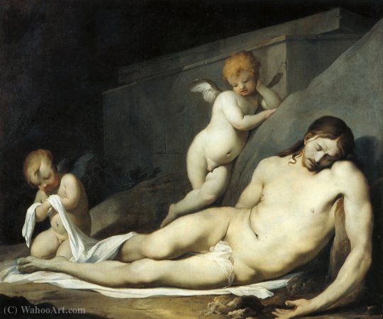 Wikioo.org - The Encyclopedia of Fine Arts - Painting, Artwork by Lubin Baugin - The Dead Christ mourned by two angels
