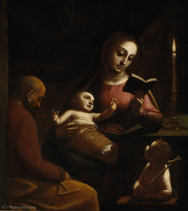 Wikioo.org - The Encyclopedia of Fine Arts - Painting, Artwork by Luca Cambiaso - Holy Family with St John the Baptist