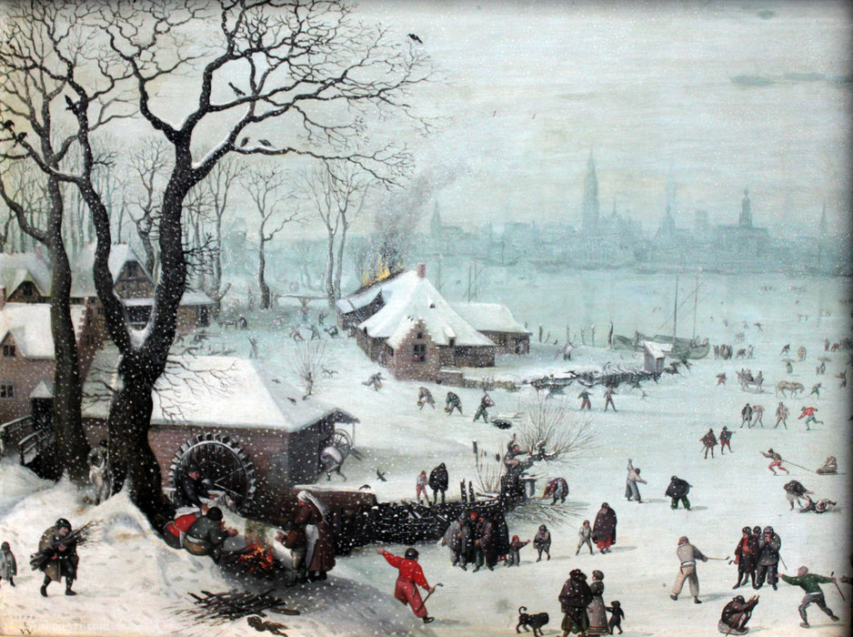 Wikioo.org - The Encyclopedia of Fine Arts - Painting, Artwork by Lucas Van Valkenborch - Winter Landscape with Snowfall near Antwerp